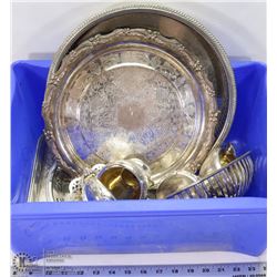TOTE OF SILVER PLATED SERVEWARE.