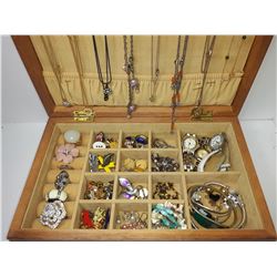 21 - DELUXE WOODEN JEWELRY BOX &