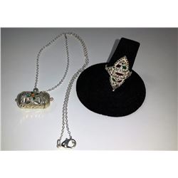 6 - VINTAGE SILVER TONE PENDANT &