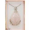 Image 1 : ROSE QUARTZ TEAR DROP SHAPED SEMI PRECIOUS PENDANT