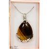 Image 1 : TIGERS EYE TEAR DROP SHAPED SEMI PRECIOUS PENDANT