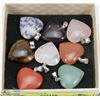 Image 1 : LOT OF 8 HEART SHAPED SEMI PRECIOUS PENDANTS.