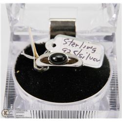 5) STERLING SILVER .925 ONYX STONE RING SIZE 6