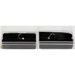 2  NEW STRAIGHT NOSE HOOKS 14K WHITE GOLD WITH