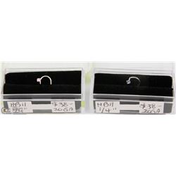 2  NEW STRAIGHT NOSE HOOKS 14K WHITE GOLD WITH