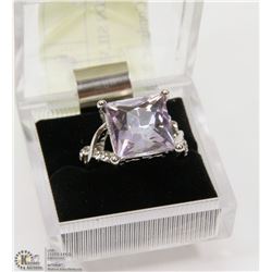 VINTAGE STYLE FASHION SILVER TONE  CRYSTAL RING
