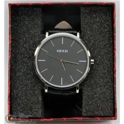 3) KEZZI LADIES  WATCH WITH GENUINE LEATHER BLACK