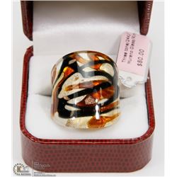 9) MURANO 3 TONE 24K GLASS RING SIZE 7