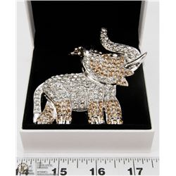 RHINESTONE INLAYED ELEPHANT PENDANT & CHAIN