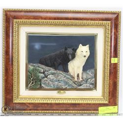 12"X16" 3D FRAMED WOLF SCULPTURE