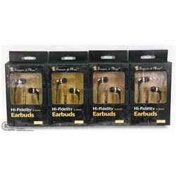 LOT OF 4 HI-FIDELITY EARBUD HEADPHONES