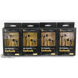 LOT OF 4 HI-FIDELITY EARBUD HEADPHONES