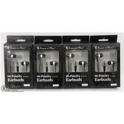 LOT OF 4 HI-FIDELITY EARBUD HEADPHONES