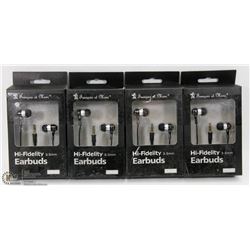 LOT OF 4 HI-FIDELITY EARBUD HEADPHONES