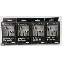 LOT OF 4 HI-FIDELITY EARBUD HEADPHONES