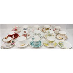 BOX OF ASSORTED CHINA CUPS INCL OLD COUNTRY