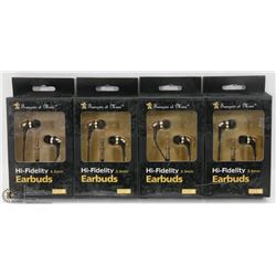 LOT OF 4 HI-FIDELITY EARBUD HEADPHONES