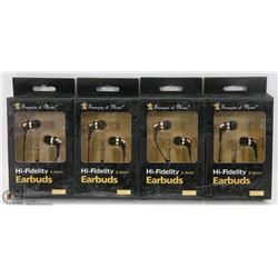 LOT OF 4 HI-FIDELITY EARBUD HEADPHONES