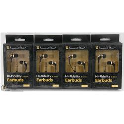 LOT OF 4 HI-FIDELITY EARBUD HEADPHONES