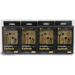 LOT OF 4 HI-FIDELITY EARBUD HEADPHONES