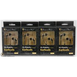 LOT OF 4 HI-FIDELITY EARBUD HEADPHONES
