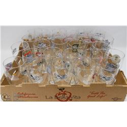 FLAT OF ASSORTED TEAM HOCKEY GLASS CUPS