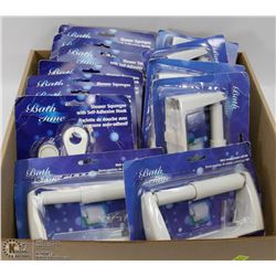 FLAT OF BATHROOM ITEMS INCLUDING TOILET PAPER