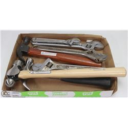 FLAT WITH CRESCENT WRENCHES AND HAMMERS.
