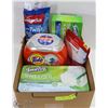 Image 1 : BOX W/NEW CLEANING PRODUCTS INCL. TIDE