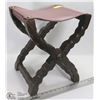 Image 1 : ESTATE FOLDING WOOD AND LEATHER STOOL