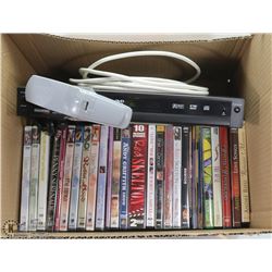 BOX WITH DVD'S AND DIAMOND DVD PLAYER