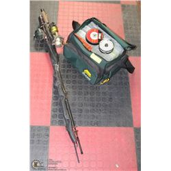 PLANO TACKLE BAG WITH ASSORTED FISHING RODS AND