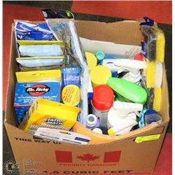 LARGE BOX OF ASSORTED NEW  CLEANING SUPPLIES