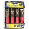 Image 1 : SET OF 4 NEW - 10FT "STRAP" RATCHET TIE DOWNS -