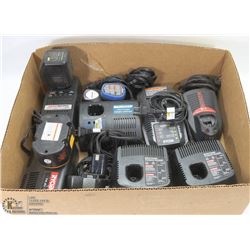 FLAT OF POWER TOOL CHARGERS & BATTERIES