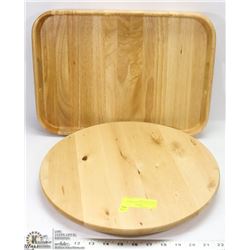 HEAVY WOOD TRAY & LAZY SUSAN SPINNING BOARD.