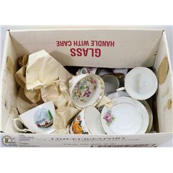 BOX OF ASSORTED CHINA