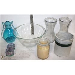 FLAT OF CANDLE HOLDERS, CLOCK WORKING AND LARGE