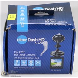 CLEAR DASH HD DASHCAM WIDE ANGLE 8 GB CARD