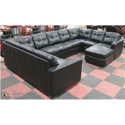 LARGE LEATHER 9 SEATER CHAISE LOUNGE SECTIONAL