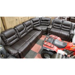 NEW BROWN LEATHERETTE DELUXE RECLINING SECTIONAL