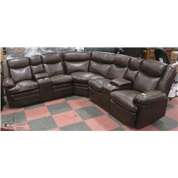 NEW BROWN LEATHERETTE PLUSH CONSOLE RECLINING
