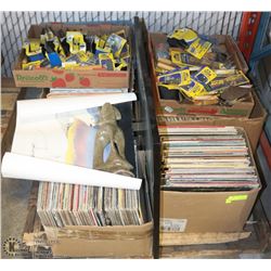 PALLET OF RECORDS, HARDWARE AND MORE