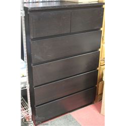 6-DRAWER DARK BROWN DRESSER W/