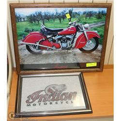 LOT OF 2 INDIAN MOTORCYCLE PICTURES