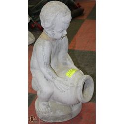 CONCRETE BOY SITTING ON POT 20" HIGH