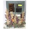 Image 1 : WOOD & MIRROR WALL HANGING WITH DRY FLOWERS