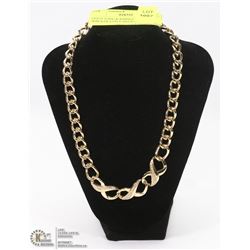 GOLD TONE & RHINESTONE WREATH STYLE NECKLACE