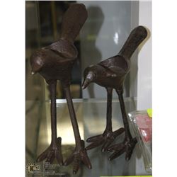 PAIR OF CAST IRON BIRD TEALIGHT HOLDERS 6-8" TALL