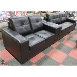 NEW BLACK LEATHERETTE 84" SOFA WITH 61"LOVE SEAT